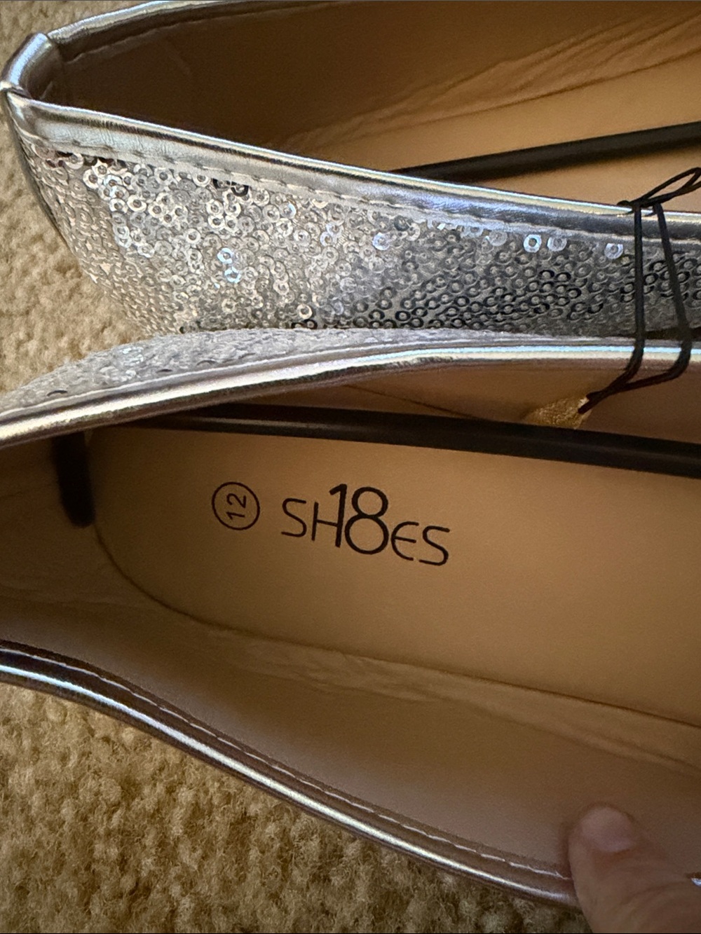 Sequin Ballet Flats with Bow - Women's Silver - Picture 2 of 3